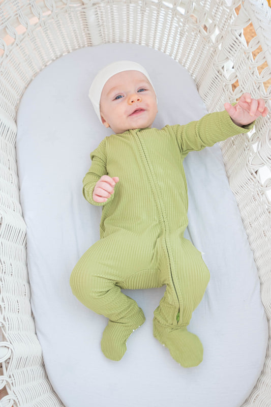 MINT RIB Zipper Footie Romper | Newborn babies Footie Romper | Jelly Comfort