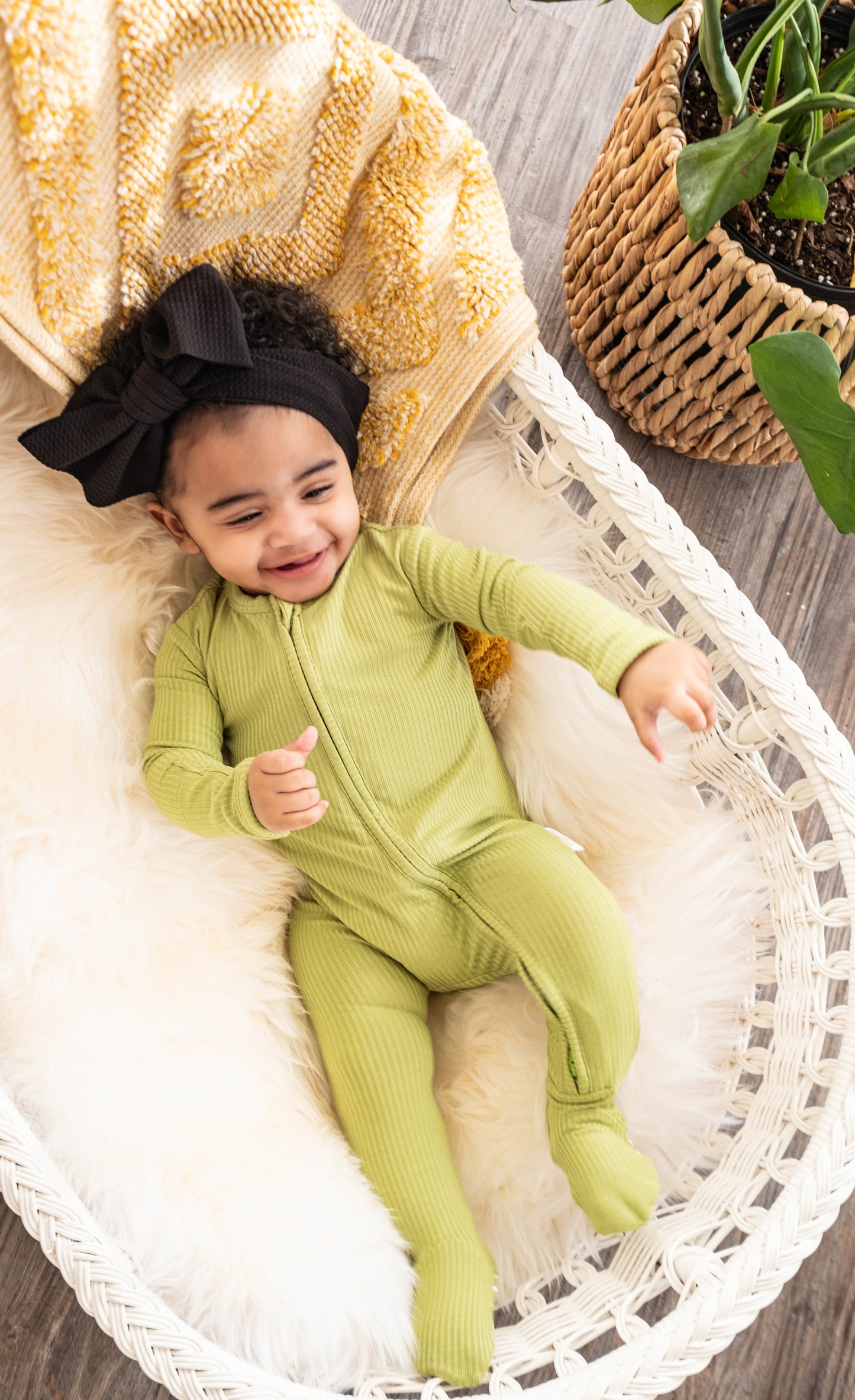 MINT RIB  Zipper Footie Romper